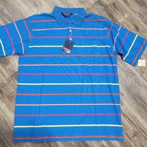 NWT VINTAGE Carson TOURNAMENT By ARROW  MEN'S STRIPED POLO SHIRT XL